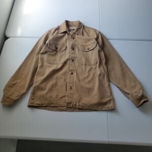 Wallace & Barnes Shirt Mens Small Brown Twill Stretch Button Up Workwear